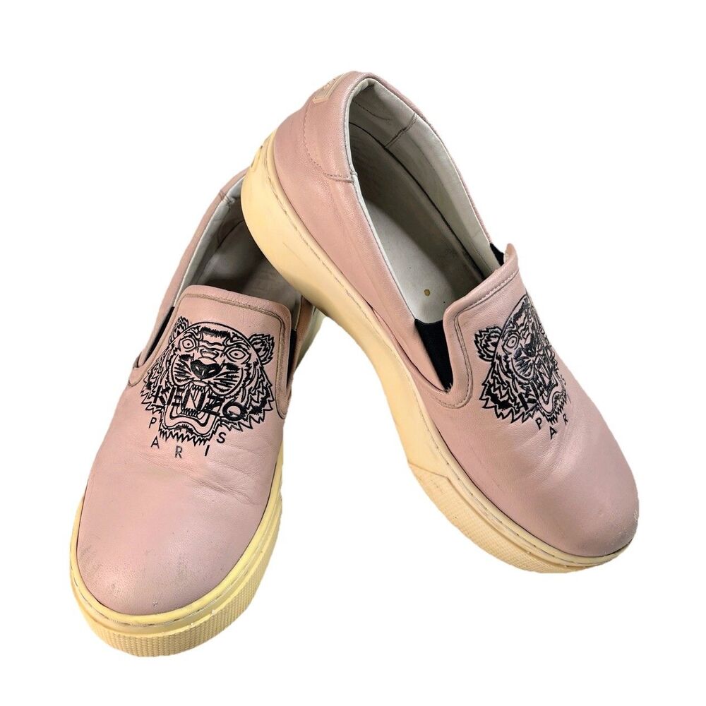 Kenzo Leather Slip-on Embroidered Tiger Women’s Shoes Size 7.5-8